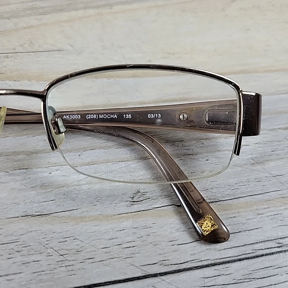 Anne Klein AK5003 Eyeglasses 208 Mocha 50-17-140 Flex‎ Hinges Half Rim Frames